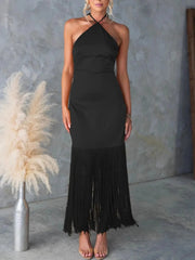 Fringe Halter Neck Dress