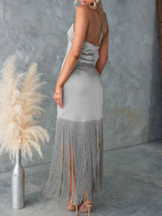 Fringe Halter Neck Dress
