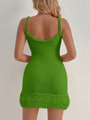 Fringe Hem Knit Cami Dress