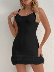 Fringe Hem Knit Cami Dress