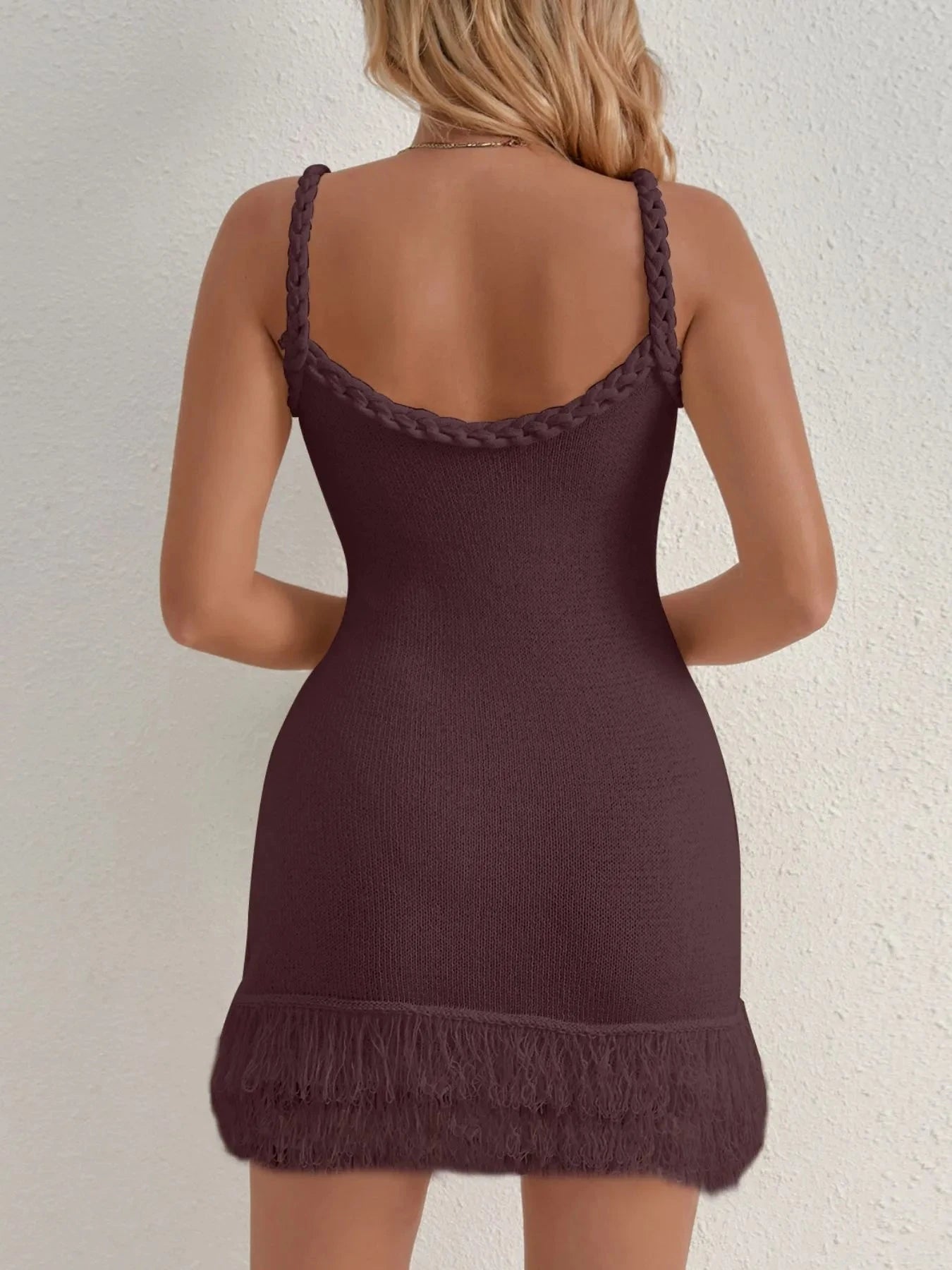 Fringe Hem Knit Cami Dress