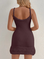 Fringe Hem Knit Cami Dress