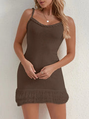 Fringe Hem Knit Cami Dress