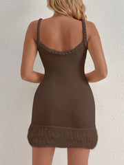 Fringe Hem Knit Cami Dress