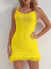 Fringe Hem Knit Cami Dress