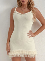 Fringe Hem Knit Cami Dress