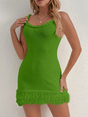 Fringe Hem Knit Cami Dress