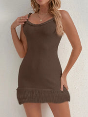 Fringe Hem Knit Cami Dress