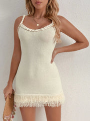 Fringe Hem Knit Cami Dress