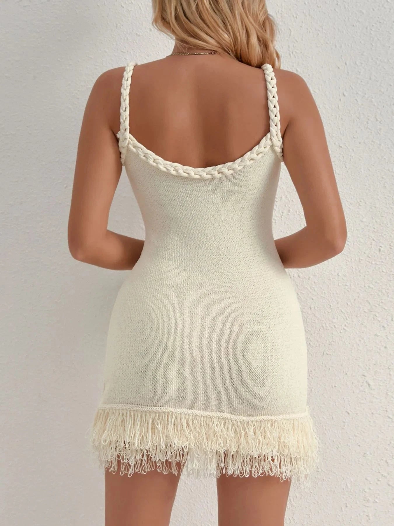 Fringe Hem Knit Cami Dress