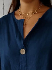 Full Size Casual Notched Drop Shoulder Blouse Plus Size