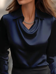 Full Size Collared Neck Long Sleeve Blouse Plus Size