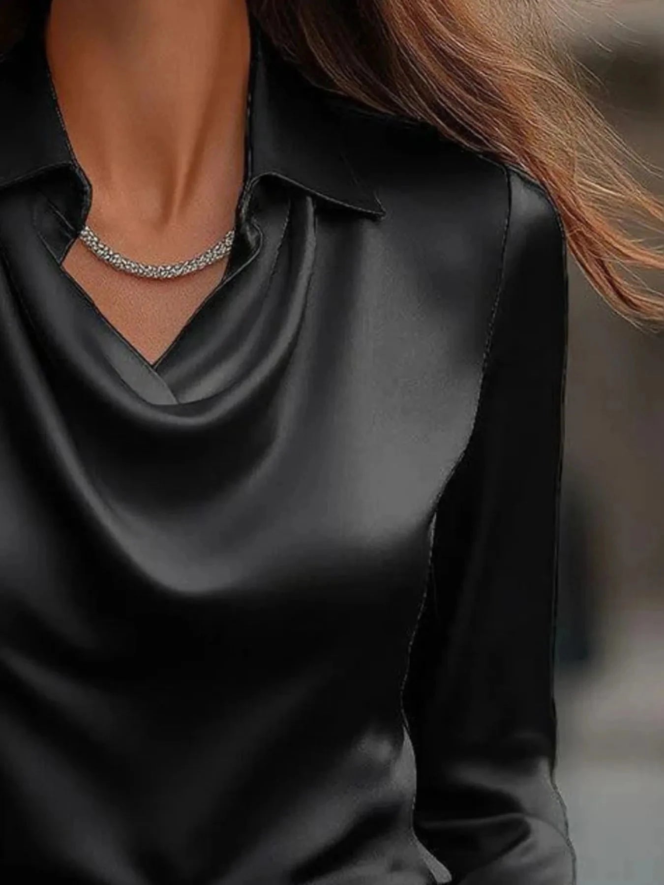 Full Size Collared Neck Long Sleeve Blouse Plus Size