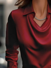 Full Size Collared Neck Long Sleeve Blouse Plus Size