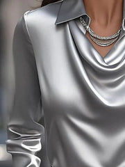 Full Size Collared Neck Long Sleeve Blouse Plus Size