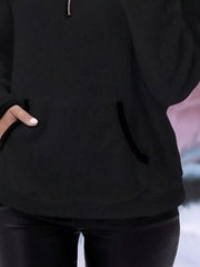 Full Size Cozy Fleece Quarter Zip Long Sleeve Sweatshirt Plus Size