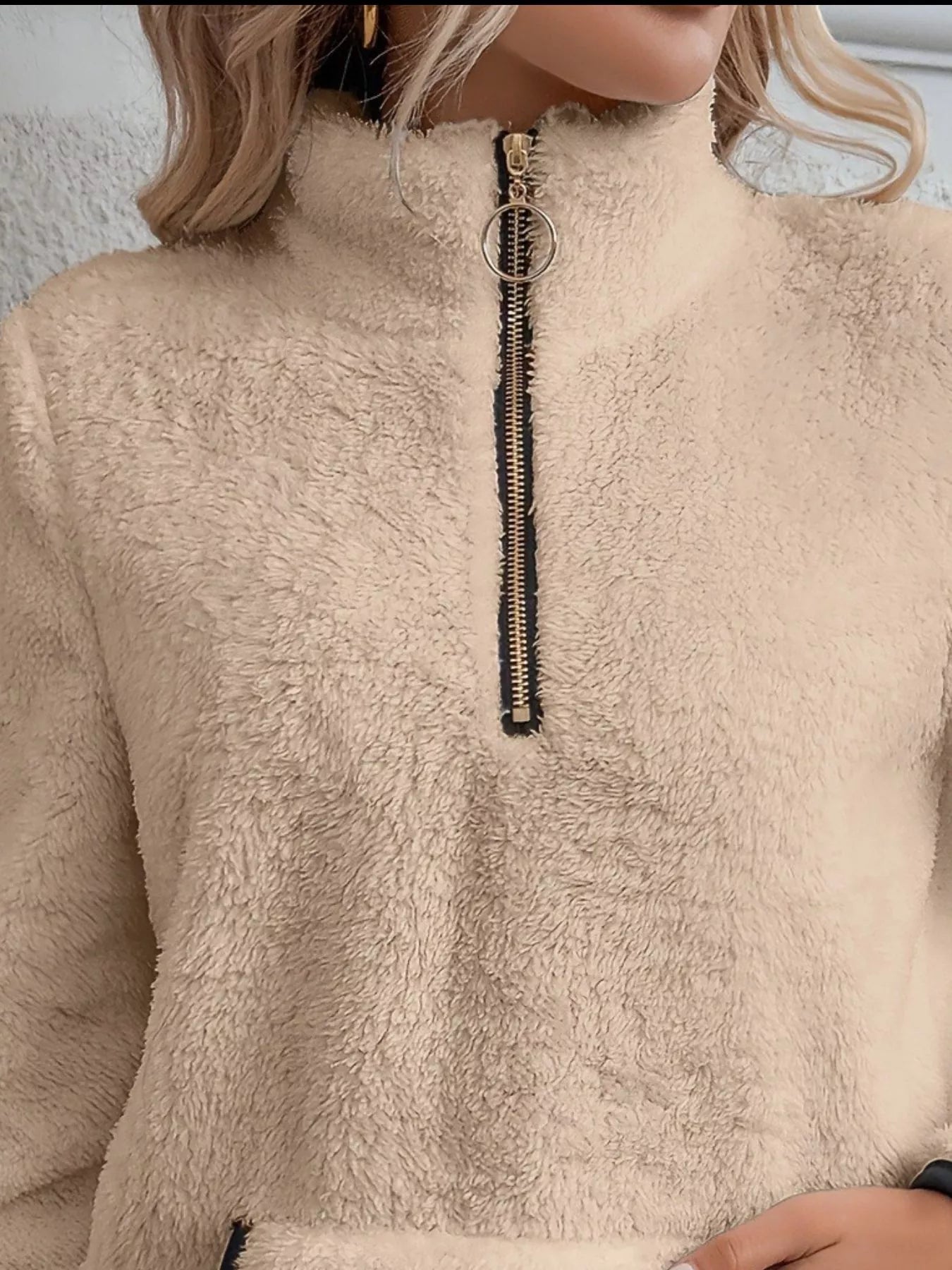 Full Size Cozy Fleece Quarter Zip Long Sleeve Sweatshirt Plus Size