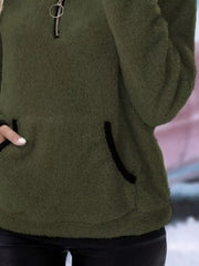 Full Size Cozy Fleece Quarter Zip Long Sleeve Sweatshirt Plus Size