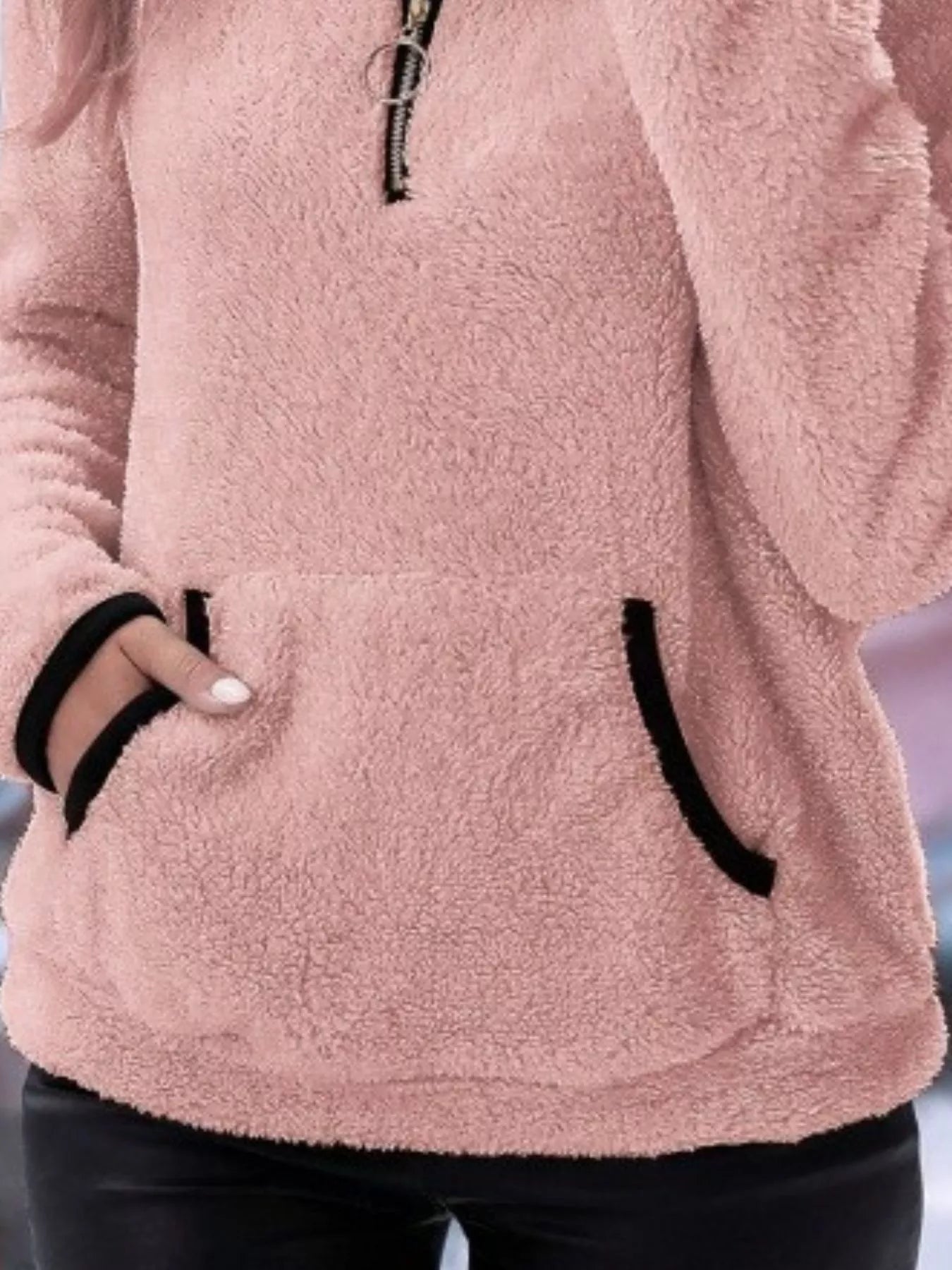 Full Size Cozy Fleece Quarter Zip Long Sleeve Sweatshirt Plus Size