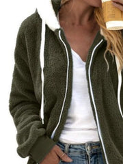 Full Size Cozy Fleece Zip-Up Hooded Jacket Plus Size