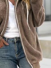 Full Size Cozy Fleece Zip-Up Hooded Jacket Plus Size