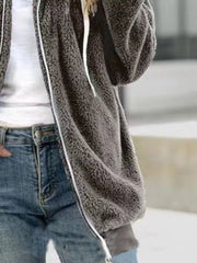 Full Size Cozy Fleece Zip-Up Hooded Jacket Plus Size