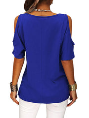 Full Size Crisscross Cold Shoulder Casual T-Shirt Plus Size