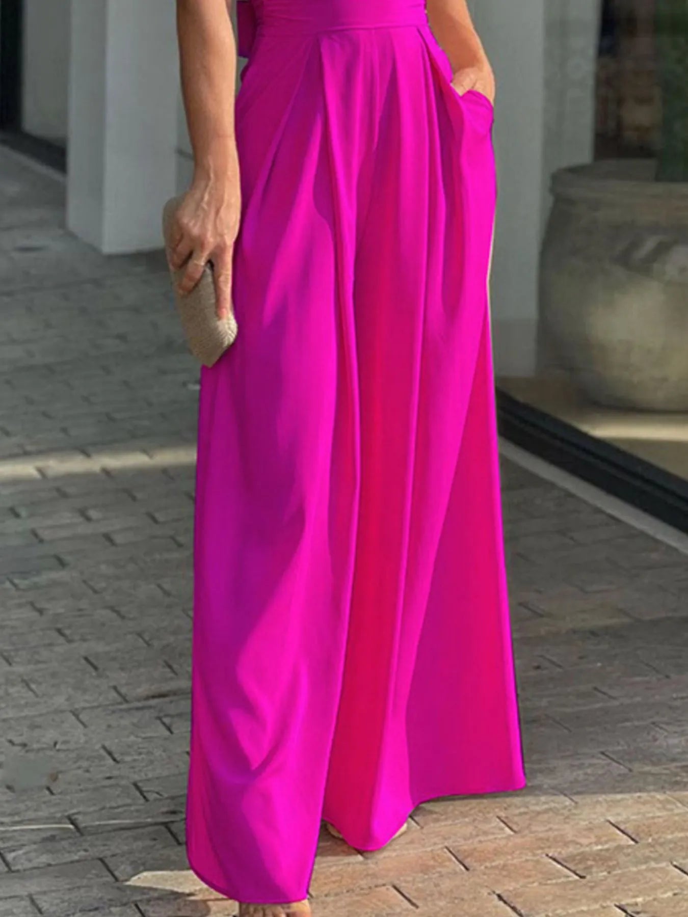 Full Size Cutout V-Neck Puff Sleeve Jumpsuit Plus Size