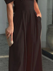 Full Size Cutout V-Neck Puff Sleeve Jumpsuit Plus Size