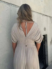 Full Size Deep V-Neck Maxi Dress with Side Slit Plus Size