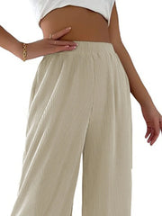 Full Size Elastic Waist Wide Leg Pants Plus Size