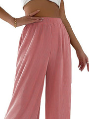 Full Size Elastic Waist Wide Leg Pants Plus Size