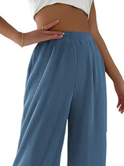 Full Size Elastic Waist Wide Leg Pants Plus Size