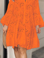 Full Size Eyelet Ruffled Hem Tiered Dress Plus Size