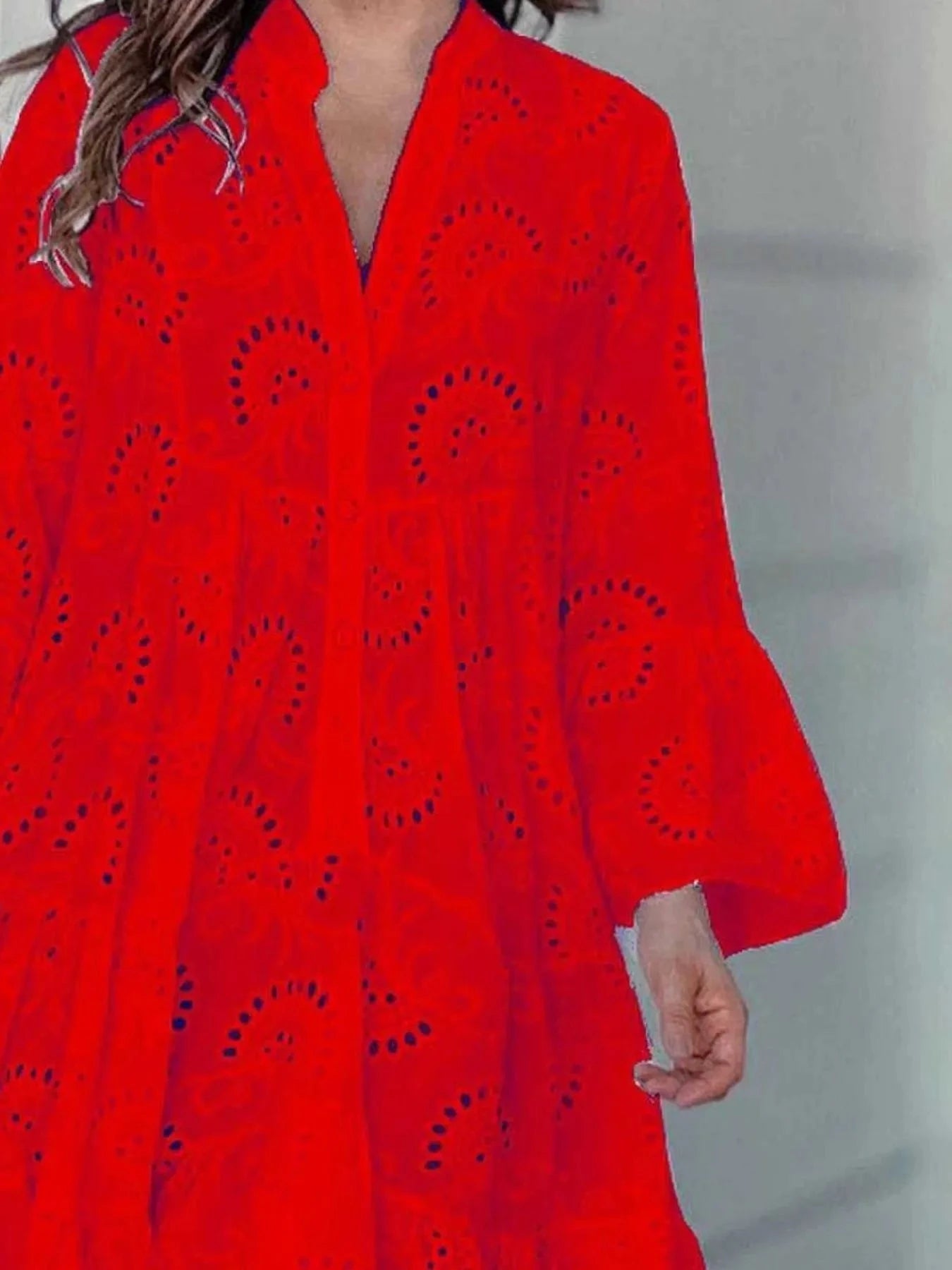 Full Size Eyelet Ruffled Hem Tiered Dress Plus Size