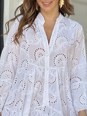 Full Size Eyelet Ruffled Hem Tiered Dress Plus Size