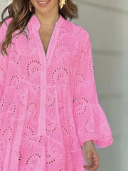 Full Size Eyelet Ruffled Hem Tiered Dress Plus Size