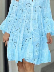 Full Size Eyelet Ruffled Hem Tiered Dress Plus Size