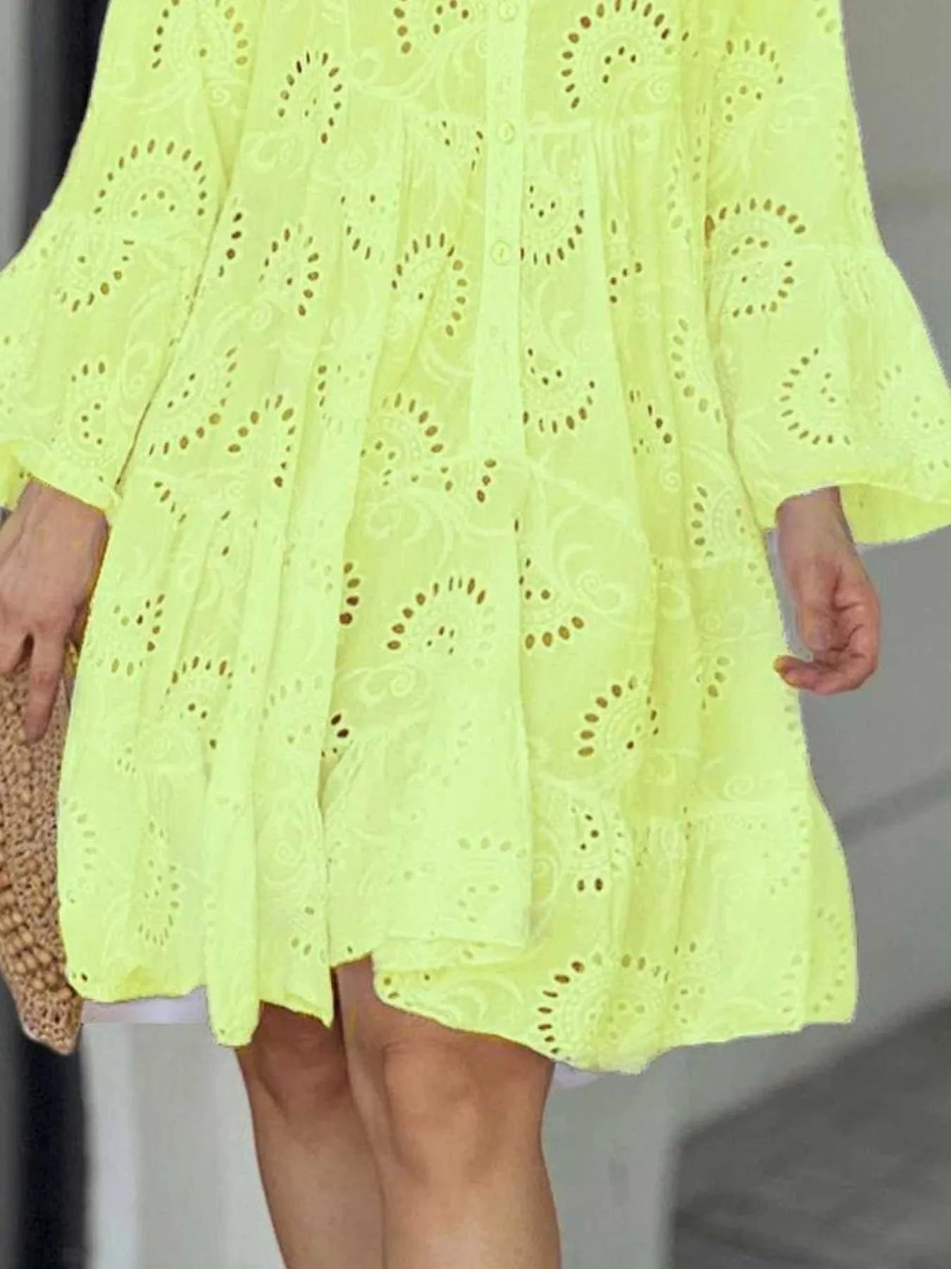 Full Size Eyelet Ruffled Hem Tiered Dress Plus Size