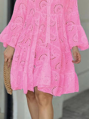 Full Size Eyelet Ruffled Hem Tiered Dress Plus Size