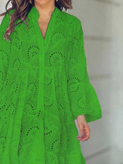 Full Size Eyelet Ruffled Hem Tiered Dress Plus Size