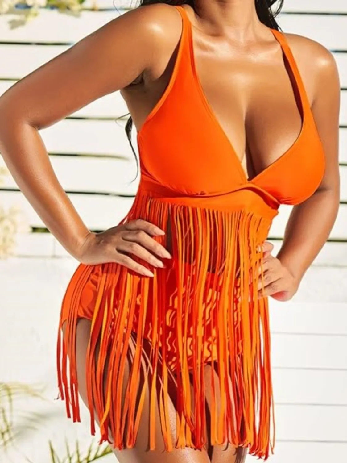 Full Size Fringe Plunge Swim Set Plus Size