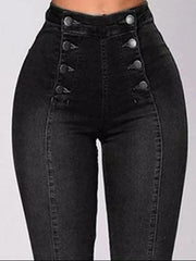 Full Size High-Waisted Double-Breasted Skinny Jeans Plus Size