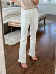Full Size High-Waisted Flare Jeans Plus Size White / S