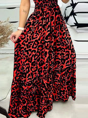 Full Size Leopard Print Spaghetti Strap Maxi Dress Plus Size