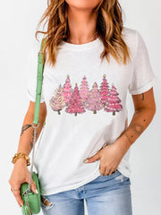 Full Size Lighting Christmas Trees Graphic Tee Plus Size White / S