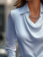 Full Size Long Sleeve Blouse with Collar Plus Size