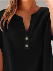 Full Size Notched Short Sleeve Blouse Plus Size