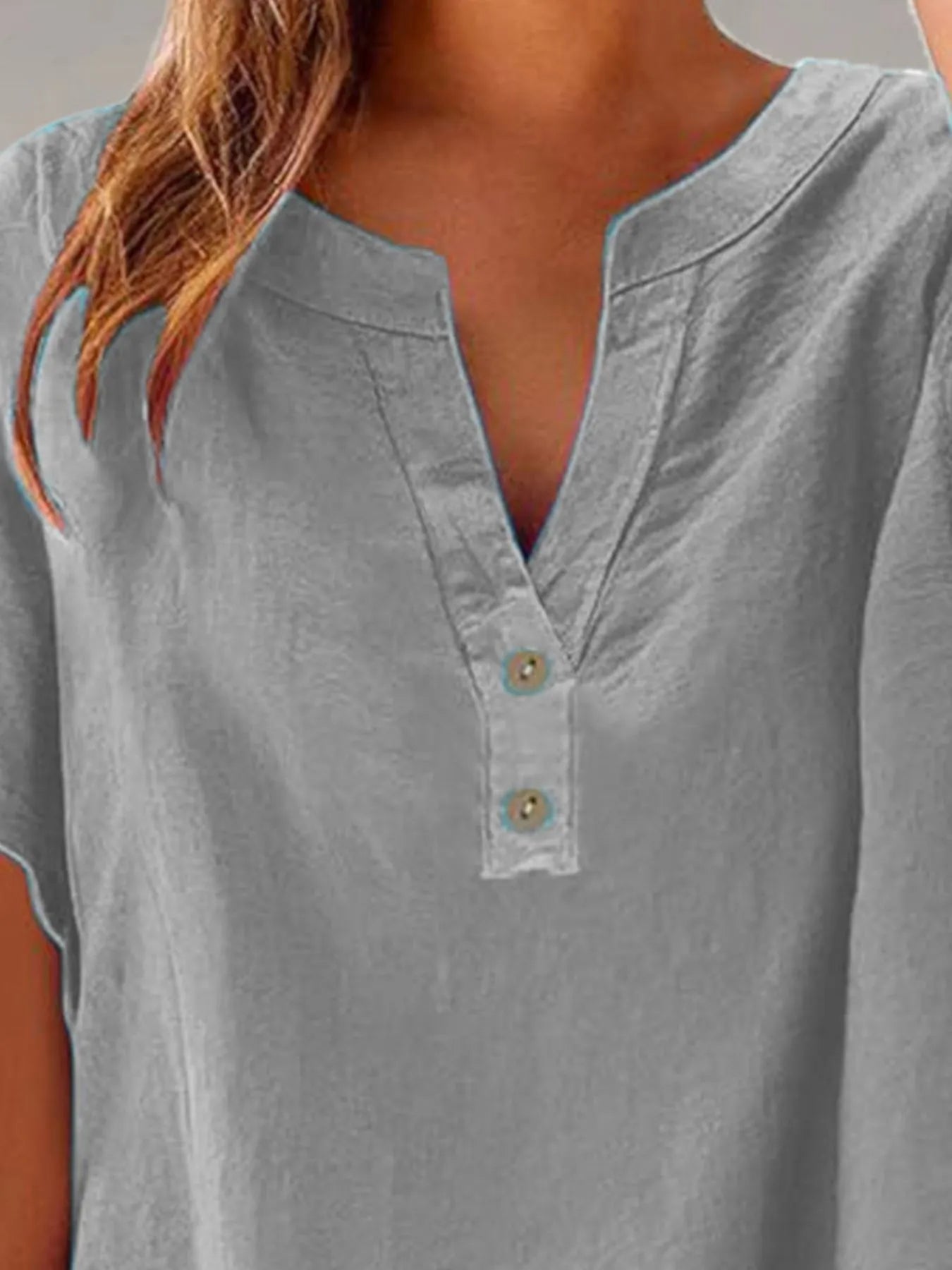 Full Size Notched Short Sleeve Blouse Plus Size