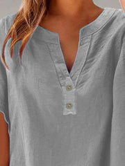 Full Size Notched Short Sleeve Blouse Plus Size